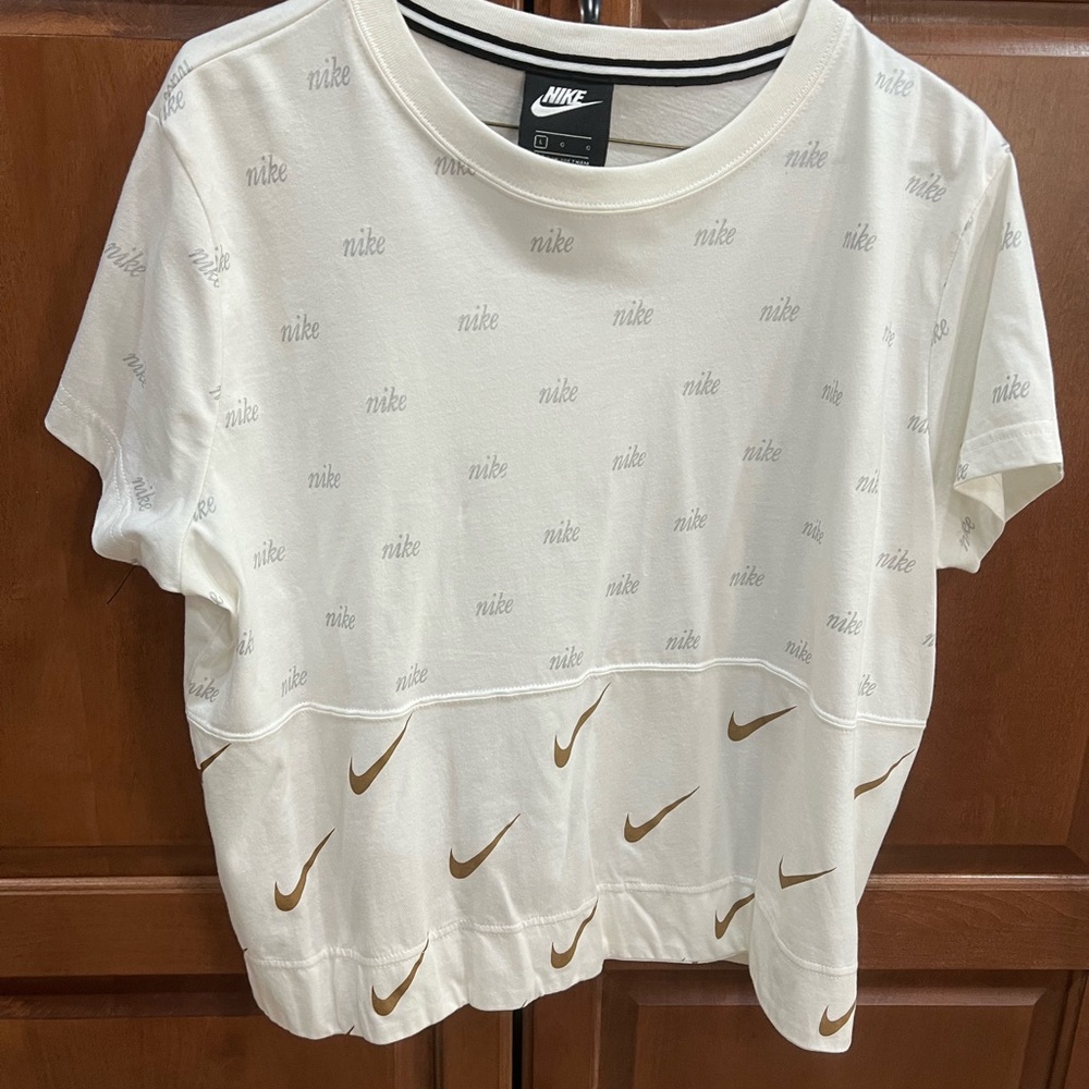 Nike Cream and Brown Logo Tee